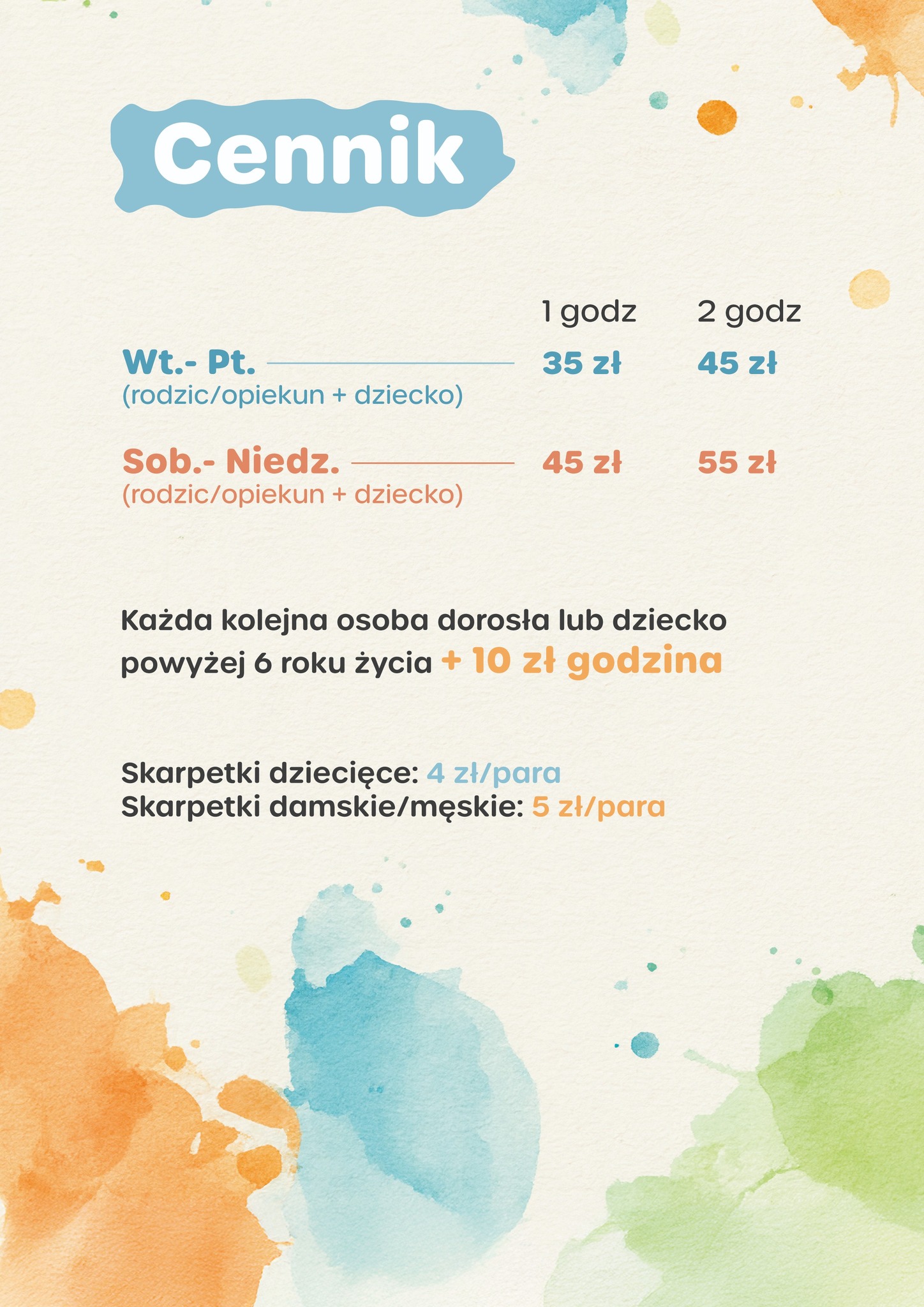 Kraina Zmysłów Białystok Cennik