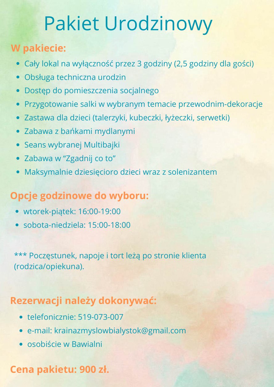 Kraina Zmysłów Białystok Urodziny